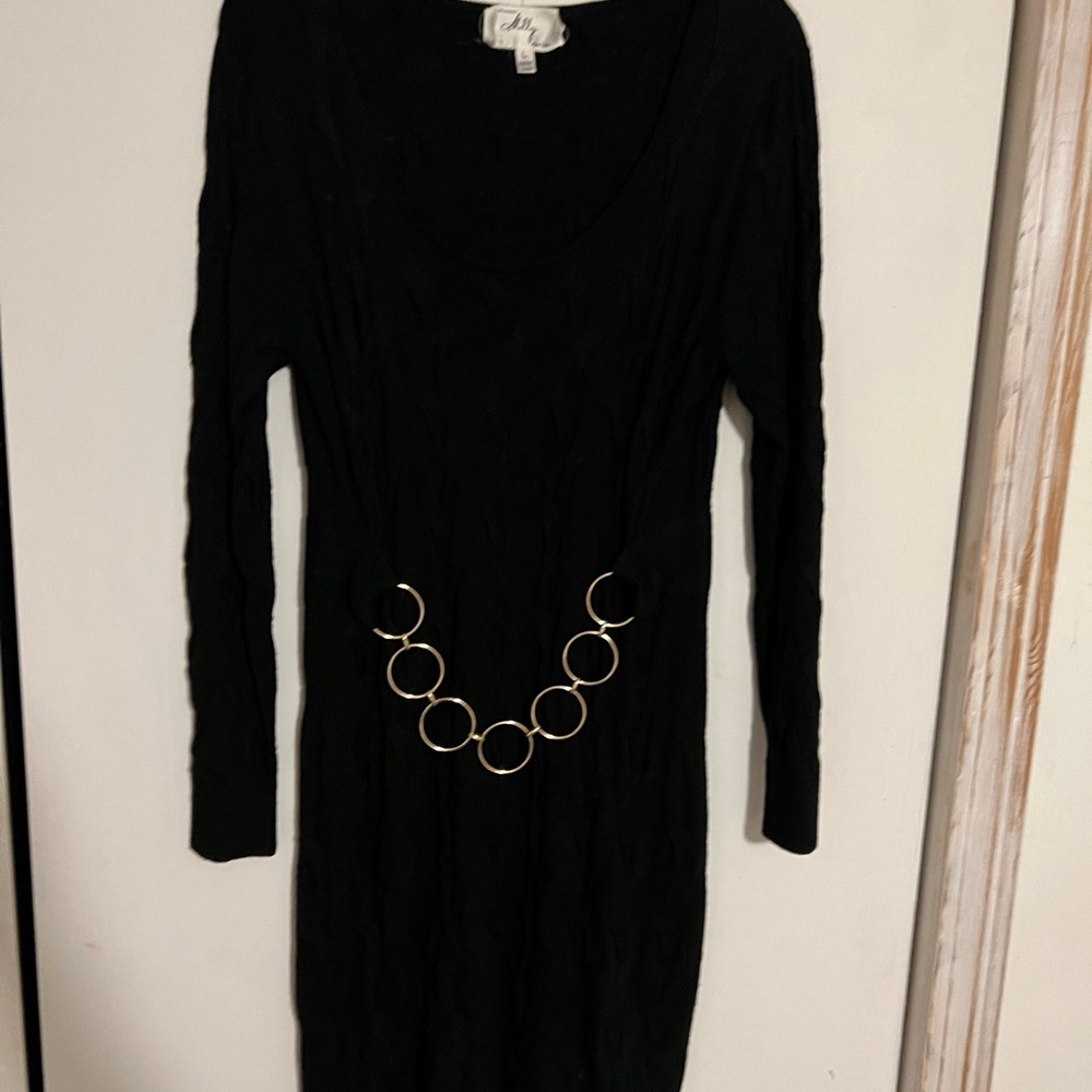 Milly SMALL Black Cable Knit Sweater Dress